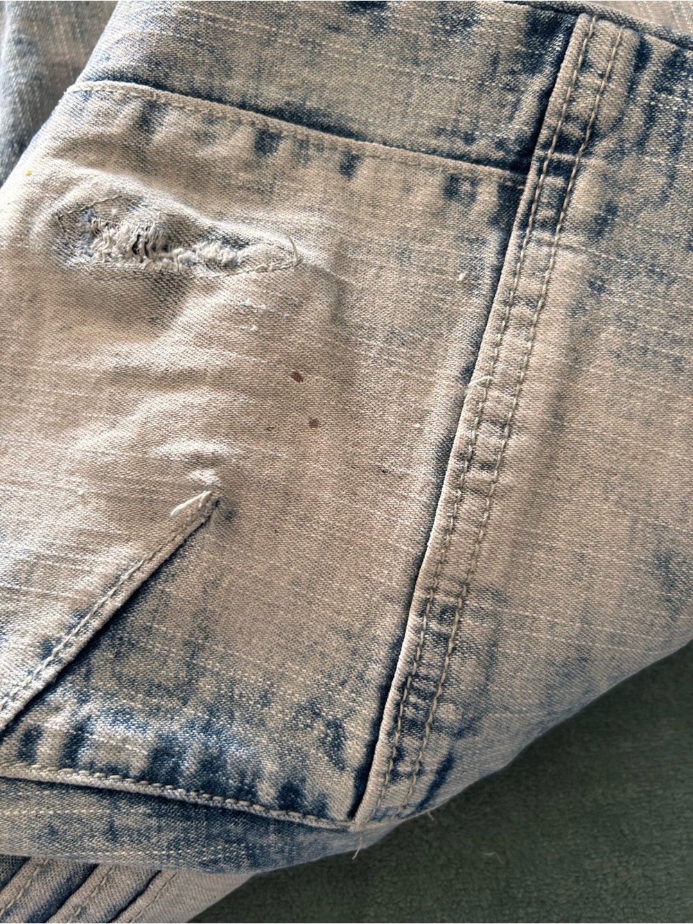 Encrypted Men's Acid Wash Biker Moto Jeans 36x32 Stretch Distressed - Picture 10 of 10